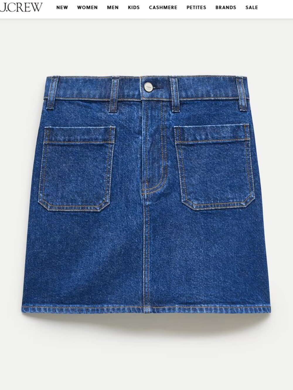 NWT J.Crew Denim mini skirt with patch pockets